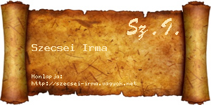 Szecsei Irma névjegykártya