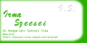 irma szecsei business card